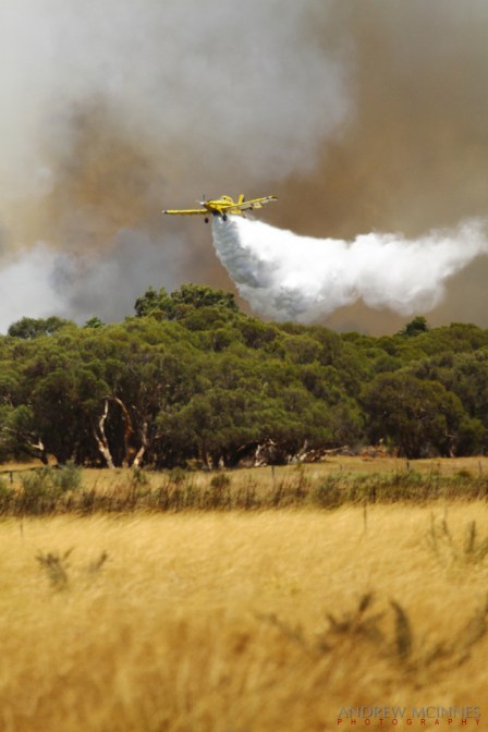 A bushfire rages at Banjup, Western Australia.