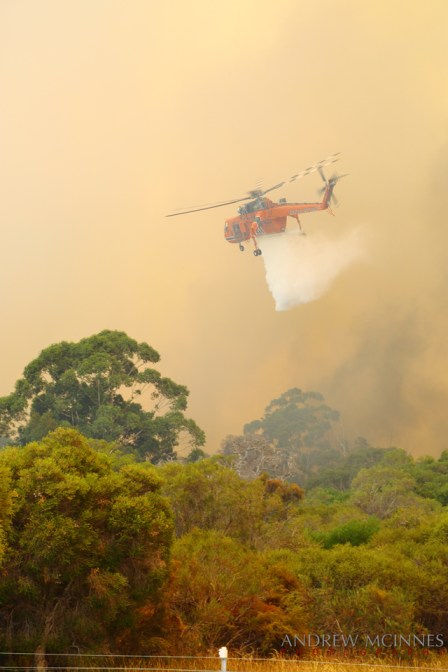 A bushfire rages at Banjup, Western Australia.
